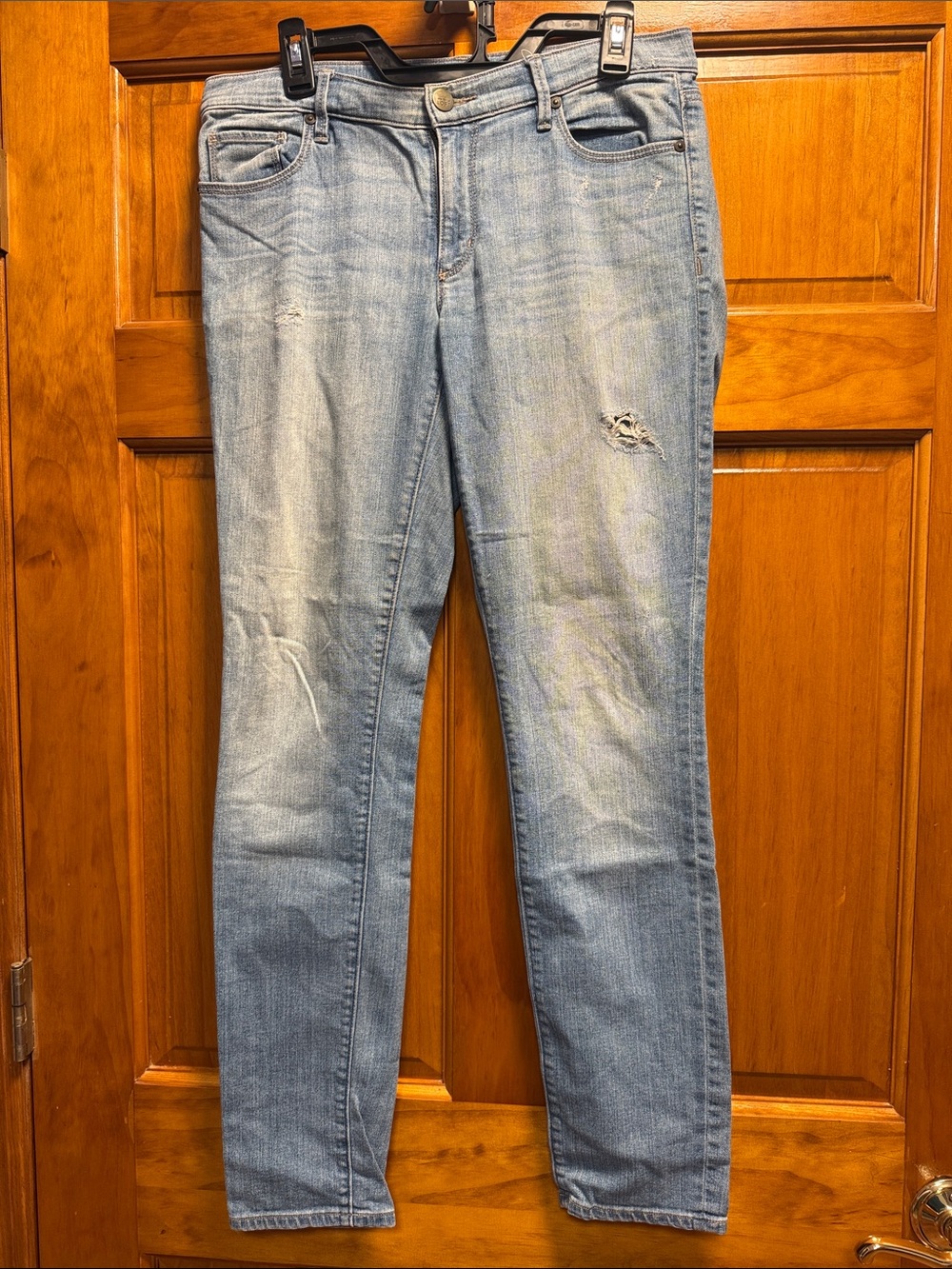 LOFT Light Blue Skinny Jeans with Subtle Distressing